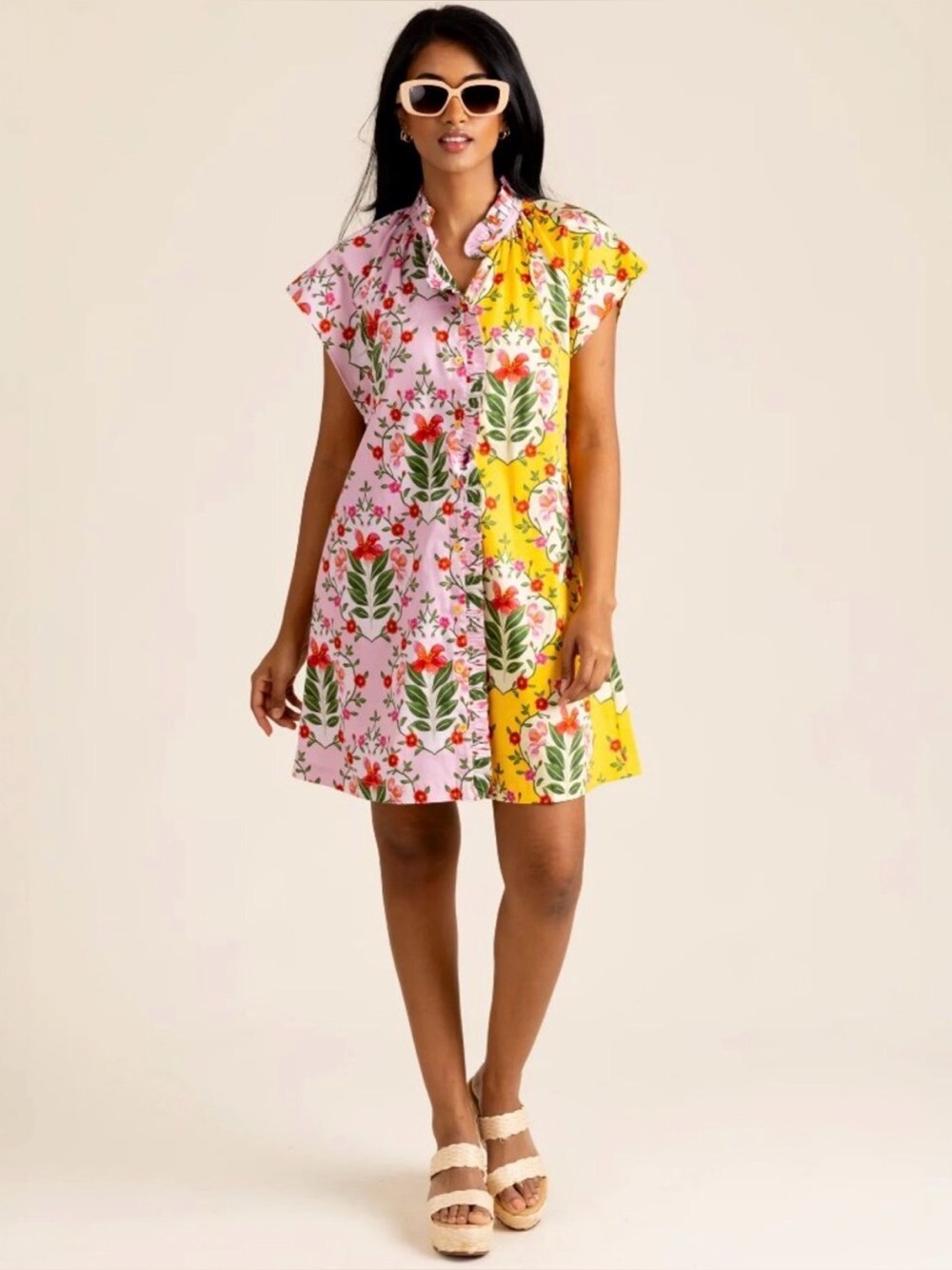 Alden Adair Margot Dress Bouquet Floral Ruffle Mini Dress Size Small Cottagecore